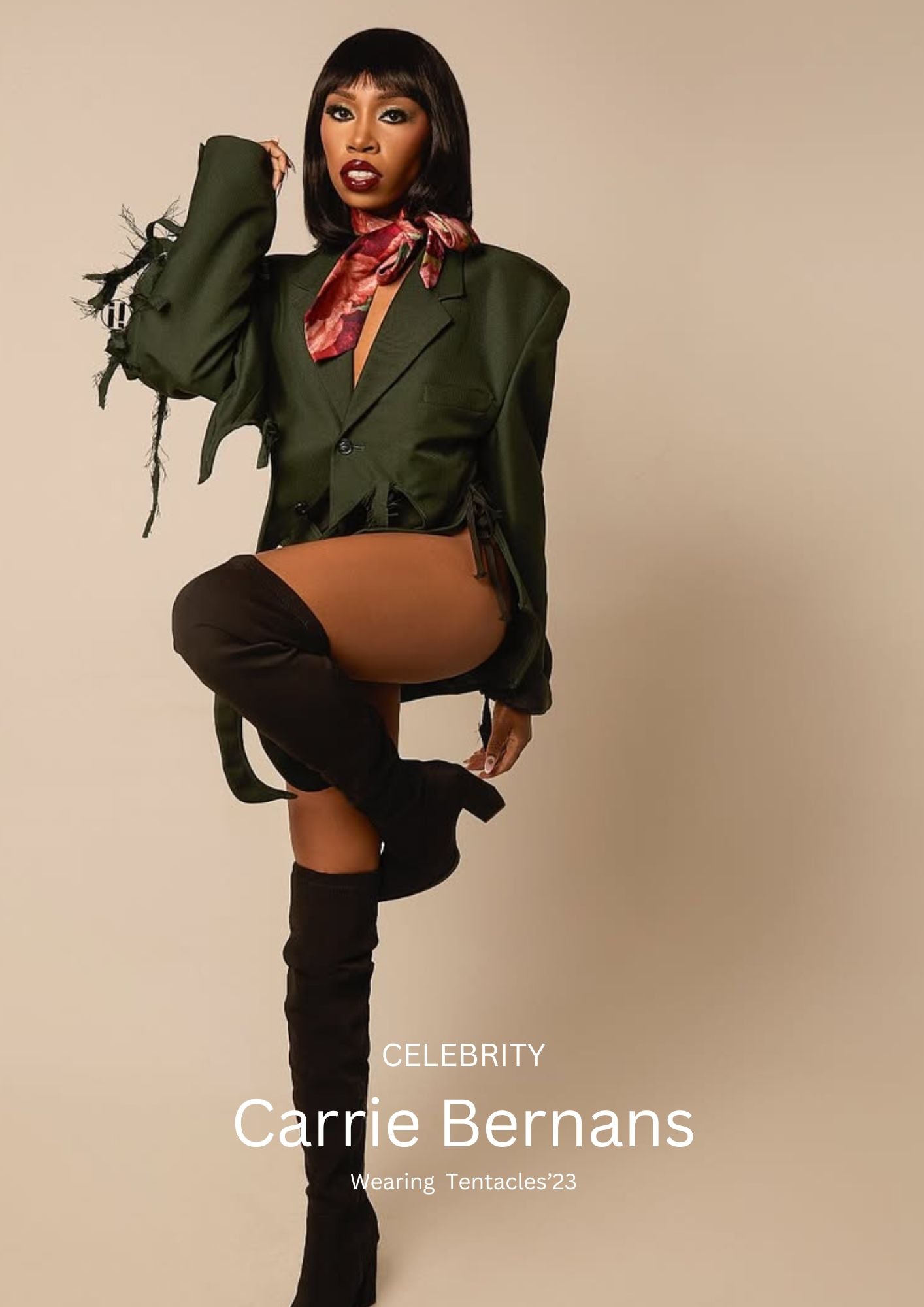 Wakanda Forever star Carrie Bernans wearing Corii Burns Tentacles Collection green distressed look