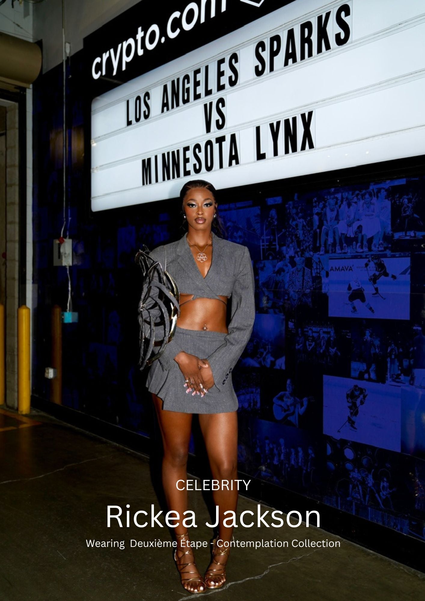  Rickea Jackson wearing Corii Burns Contemplation Collection look, seen at Paris Fashion Week and the Met Gala, for the WNBA tunnel walk appearance.